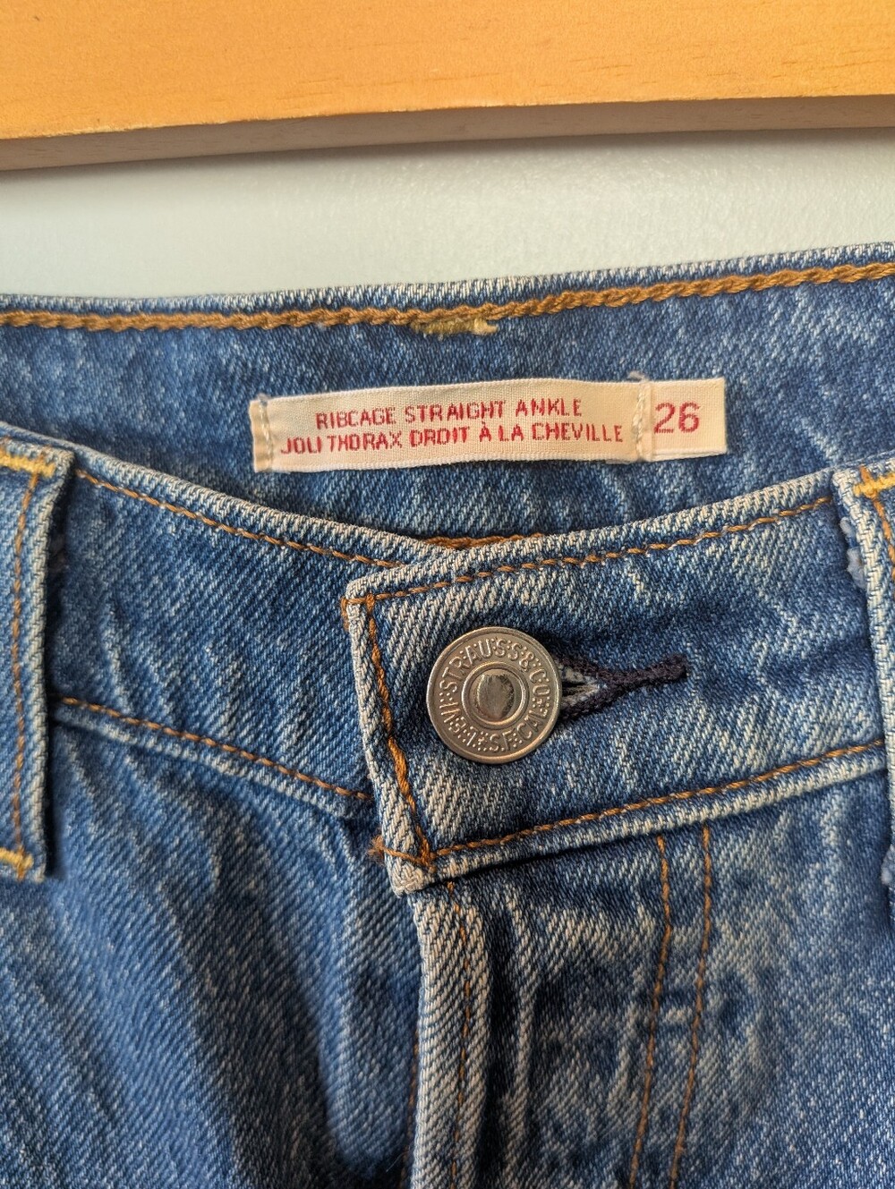 LEVI'S Ribcage Straight Ankle Jeans Size 26x27 Straight Leg 99% Cotton Classic - Picture 6 of 14